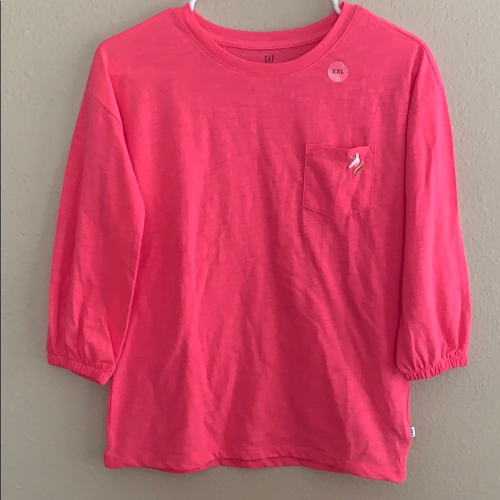 GAP Girl’s Unicorn Pink 3/4 Sleeve Top 2XL NWOT